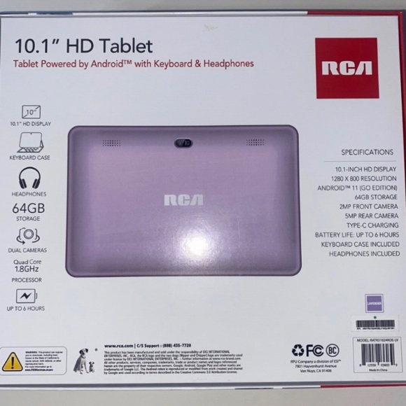 RCA 10.1” HD Tablet Lavender powered by Android with Keyboard and Headphones. - Picture 2 of 4